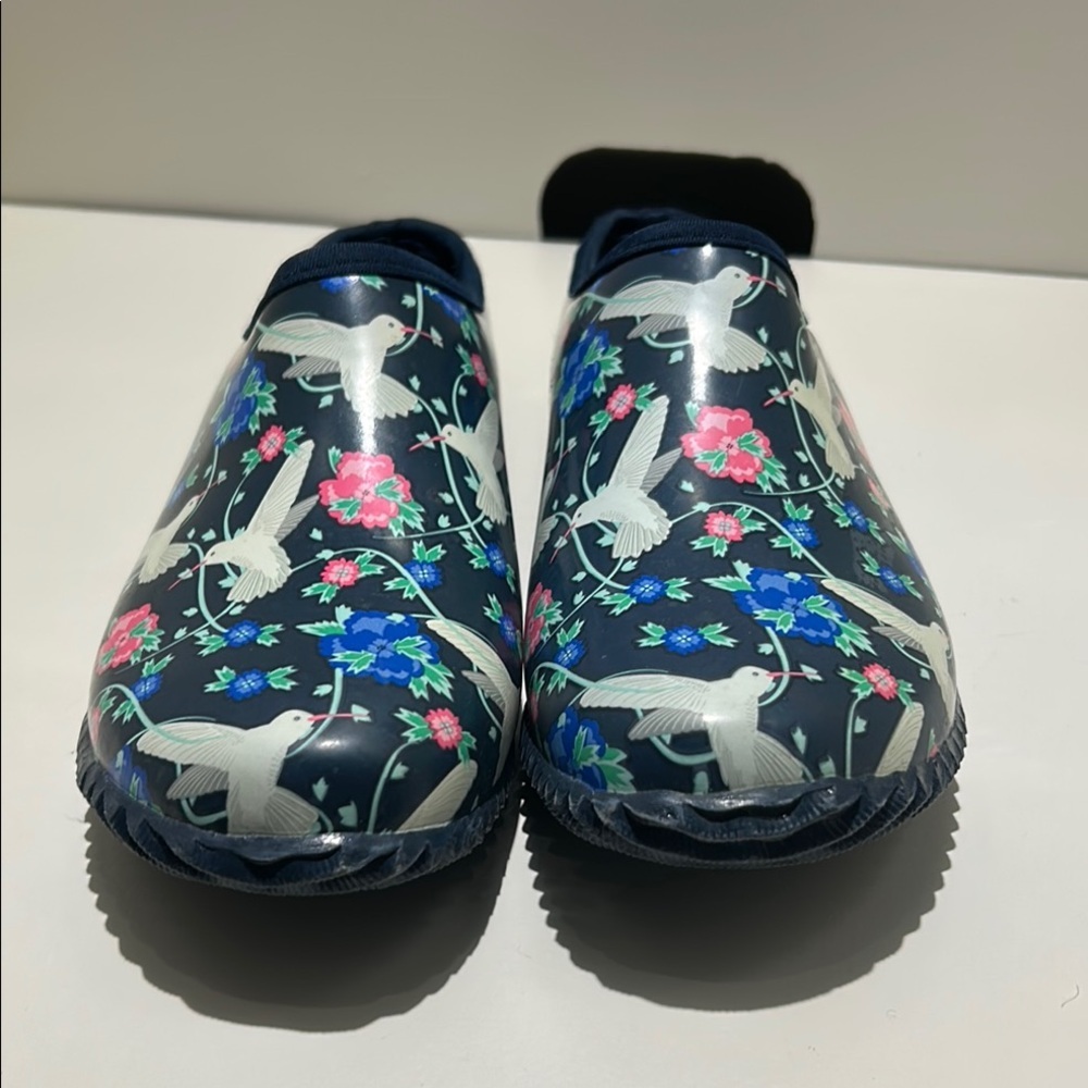 Western Chief Blue and Pink Winter & Rain Boots Floral Design - Picture 2 of 6